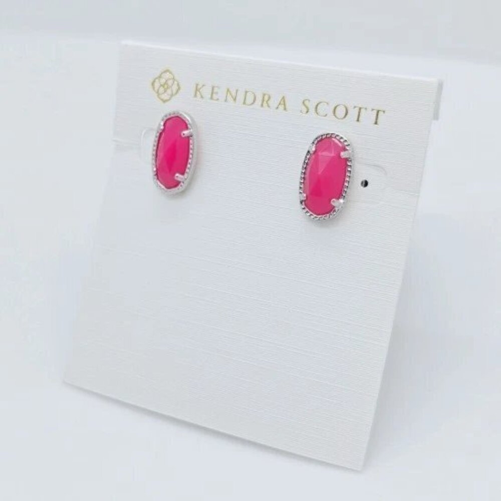 Kendra Scott Ellie Silver Stud Earrings In Azalea - Picture 2 of 3